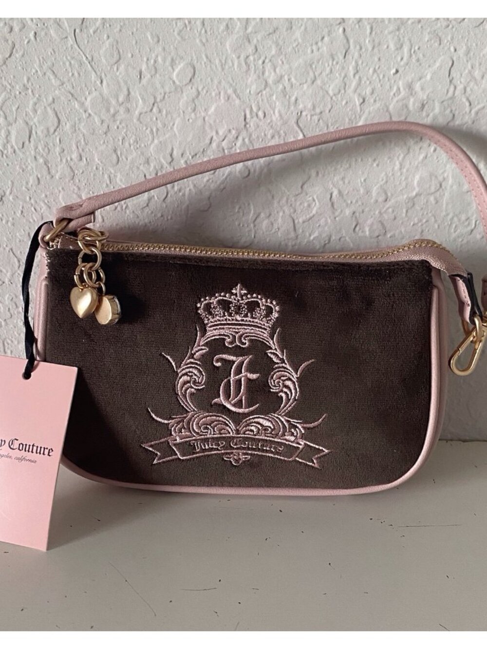 Juicy Couture Couture Need More Juicy Convertible Wristlet Chocolate Pink NEW